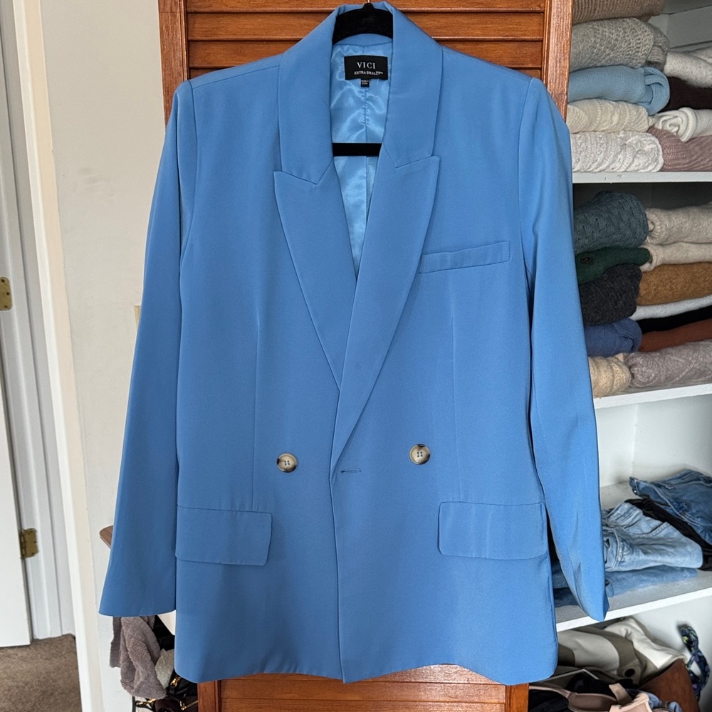 VICI Sky Blue Oversized Blazer
